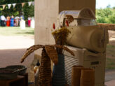 Frozen yogurt station with summer decor at Taste Corner’s catered event in South Florida