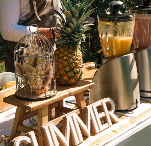 Chef preparing fresh smoothies at Taste Corner’s live station during an event in South Florida
