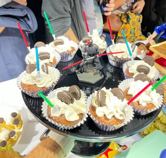 Animated-themed cupcakes displayed at Taste Corner’s catered event in South Florida
