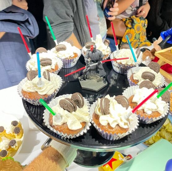 animated-cupcakes-dessert-table-event-catering-miami Animated-themed cupcakes displayed at Taste Corner’s catered event in South Florida