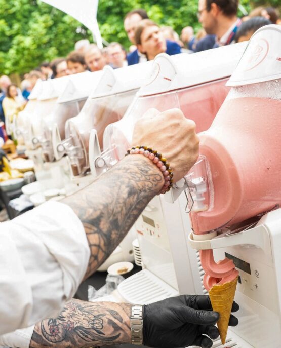 Chef serving gourmet Italian ice cream at Taste Corner’s corporate event in South Florida