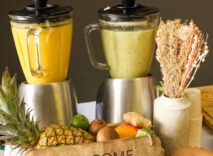 Smoothie station setup by Taste Corner with fresh fruit blends and toppings for event catering in South Florida